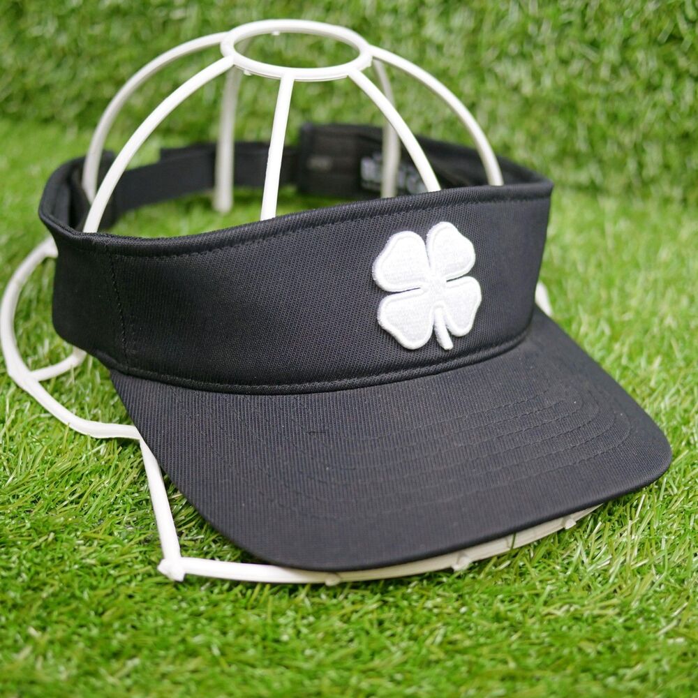 Black Clover Golf Visor Black White Clover Logo Adjustable - OSFA